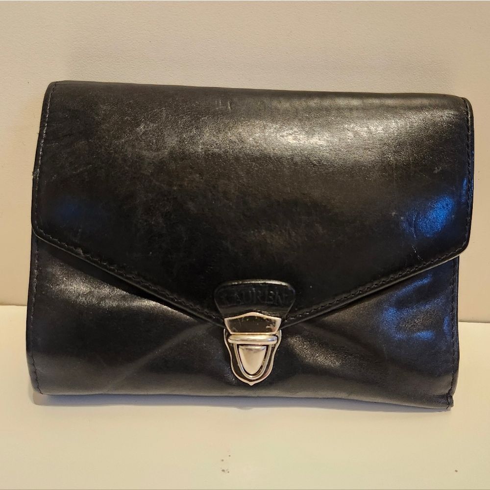 Ralph Lauren BlackโSoft Buttery Leather Silver Clip Wallet Ret.$145